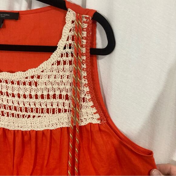 Marc New York 100% linen bohemian beachy hippie tank top crochet tassel size XL - Picture 3 of 6